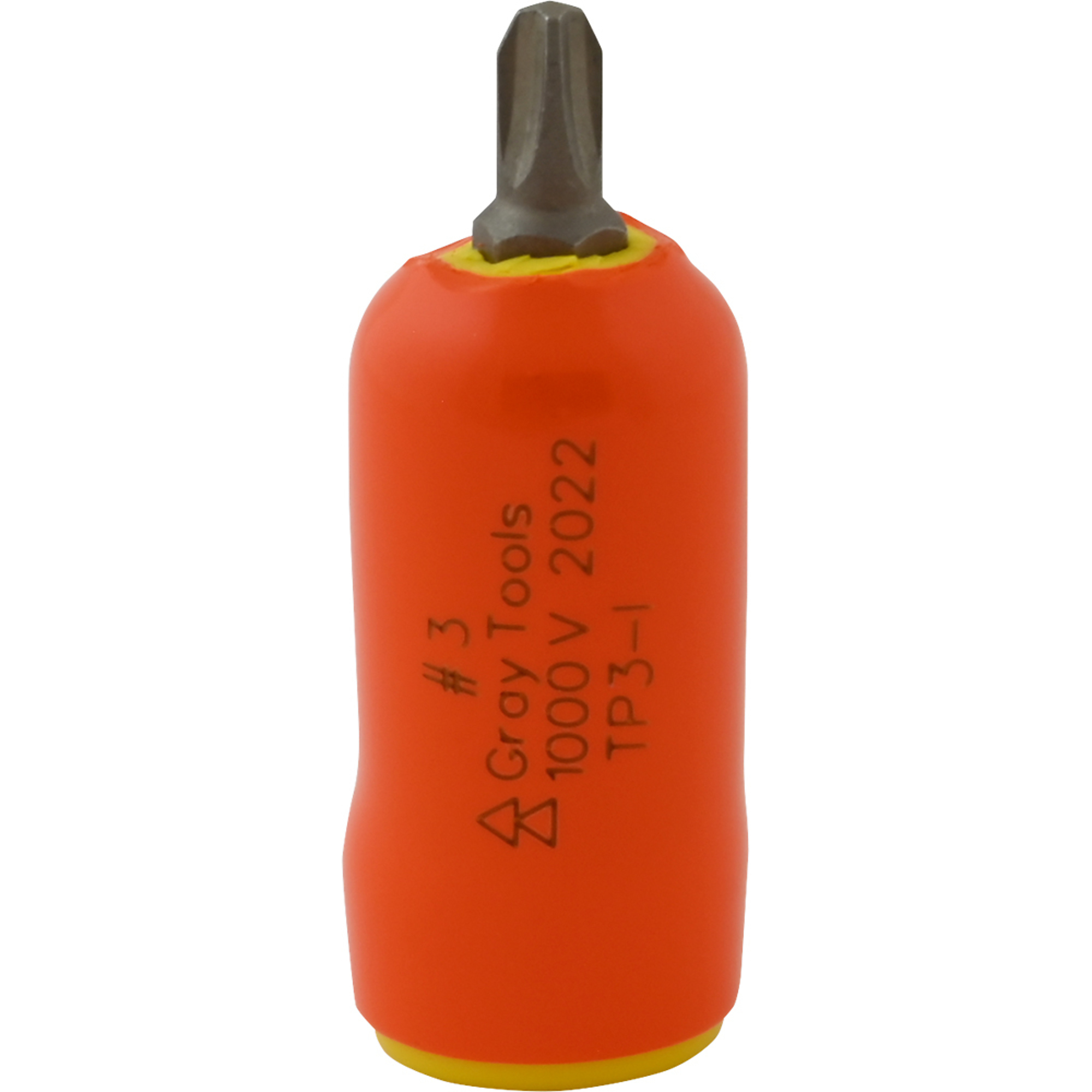 Gray Tools, No. 3 X 3/8in. Drive Phillips 1000V Insulated Socket, Drive Size 3/8 in, Model# TP3-I